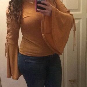 Charlotte Russe Golden Bell Sleeve Blouse